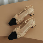 Eleanor Cap Toe Low Heel Slingback Pumps