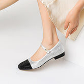 Elliana Cap Toe Rhinestone Studded Mary Janes Flats