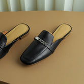 Erin Black Loafer Mules