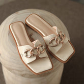 Dariana Open Toe Mules Slippers with Chain