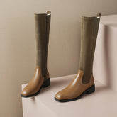 Hafsa Khaki Patchwork Suede Boots