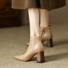 Halle Pointed Toe Nude Heel Boots