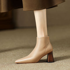 Halle Pointed Toe Nude Heel Boots