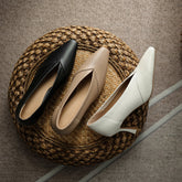 Gwen white pointed toe kitten heels