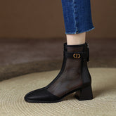 Daniela Low Heeled Mesh Ankle Boots