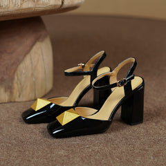 Caitlin High Chunky Heel Ankle Strap Pumps