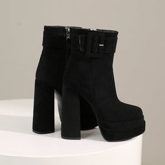 Greer Black Suede Platform Boots