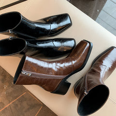 Eyad Brown Crocodile Leather Sock Boots