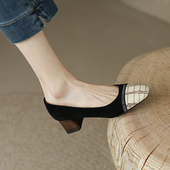 Faye Embellished Square Toe Heels Black