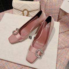 Greta Pink Satin Heels