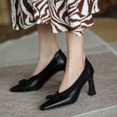 Giana Black Heels with Bow