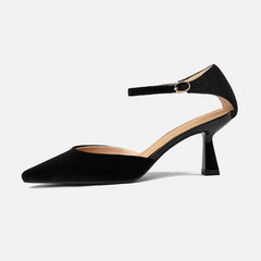 Freja Black Velvet Heels