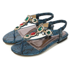 Crystal Rhinestone Flat Sandals