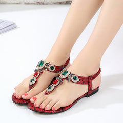Crystal Rhinestone Flat Sandals