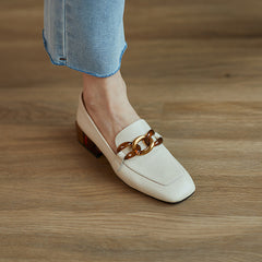 Eldora Low Heel Loafers with Chain Decoration