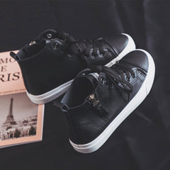 High-Top Waterproof Leather Soft Bottom Canvas Women's Boots