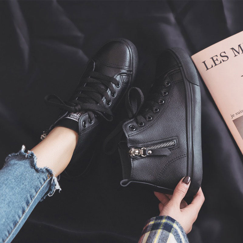 High-Top Waterproof Leather Soft Bottom Canvas Women's Boots