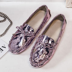 Patent Leather Round Head Bright Comfy Women's Loafer
