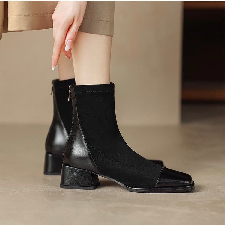 Chelsea Cap Toe Patchwork Ankle Boots