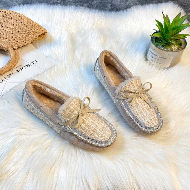 Trendy Winter Leather Non-Slip Women's Flat Loafer