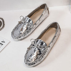 Patent Leather Round Head Bright Comfy Women's Loafer