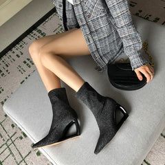 Chic Pointy Toe Elastic Ankle Boots - High Heel Elegance for Every Occasion