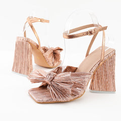 Bow Knot Chunky Heel Sandals