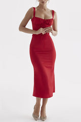 Strappy Sleeveless Girdle Midi Bodycon Dress