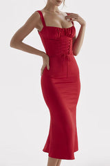 Strappy Sleeveless Girdle Midi Bodycon Dress