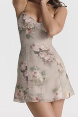 Strappy Sleeveless Floral Mini Bodycon Dress