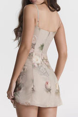 Strappy Sleeveless Floral Mini Bodycon Dress