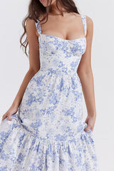 Strappy Sleeveless Flouncing Midi Bodycon Dress