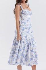 Strappy Sleeveless Flouncing Midi Bodycon Dress