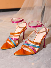 Colorblock Ankle Strap Heels