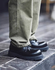 Mickey Derby Leather Round Toe Big Toe Men's Dress Shoes