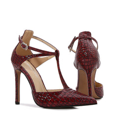 Cori Crocodile Embossed Leather Slingback Sculptural Heels