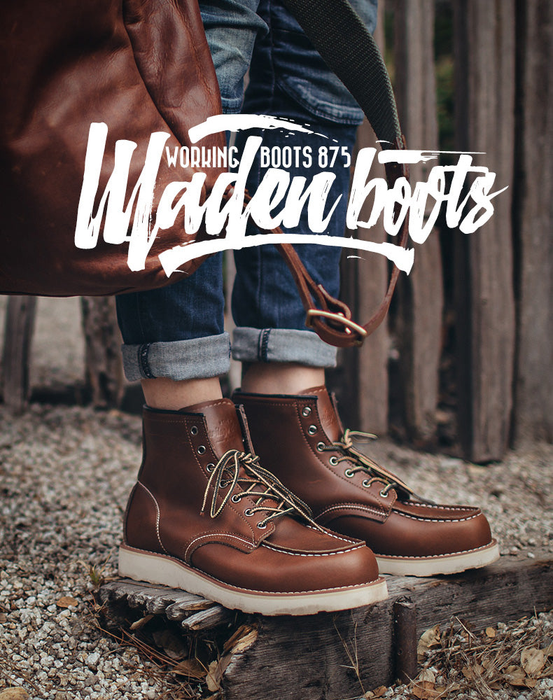 Middle-Cut Retro Tooling Motorcycle Men's Work Boot