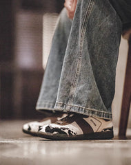 German Cow Moral Retro Embroidered All-Match Men's Casual Shoes