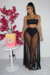 Bodysuit Tops Sheer Tulle Skirt Sets
