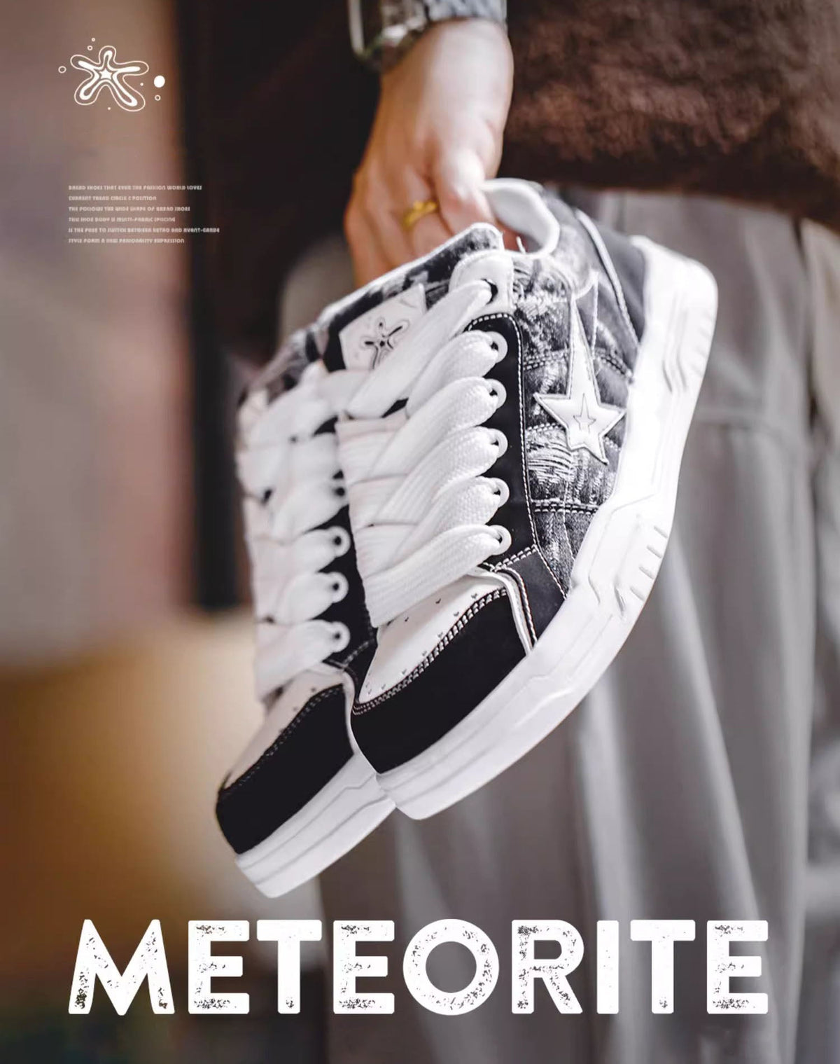 Meteorite Star Bread Versatile Skate Thick Sole Unisex Casual Shoes