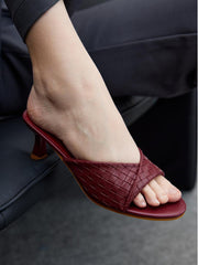 Open-Toe Bow High Heels