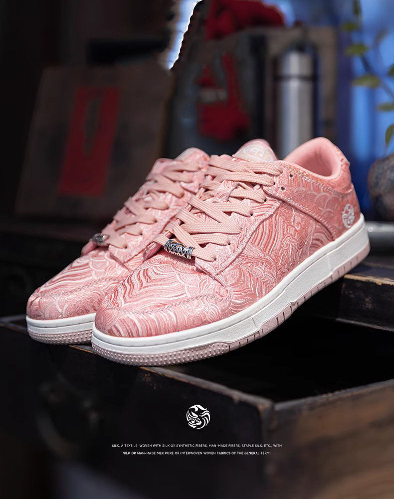Pink Silk Couple Breathable Leisure Sports Unisex Casual Shoes