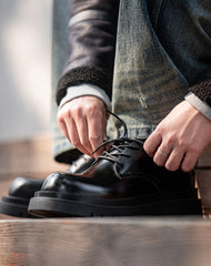 American Lather Thick-Soled High-End Big Head  Unisex Dress Shoes