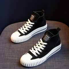 High Top Lace-Up Suede Sneakers