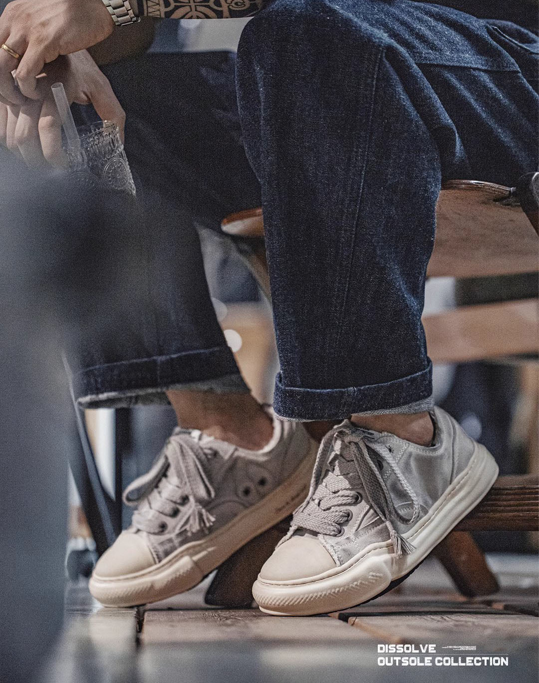 Slate Gray Thick-Soled Niche Low-Cut Men's Canvas Shoes