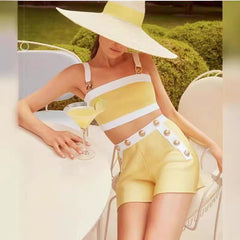 Strappy Sleeveless Exposed Waist Bandage Set