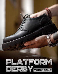 Square-toe Derby Matte Casual Leather Versatile Men's Dress Shoes