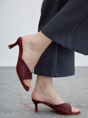 Open-Toe Bow High Heels