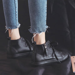 High-Top Waterproof Leather Soft Bottom Canvas Women's Boots