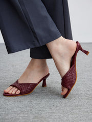 Open-Toe Bow High Heels